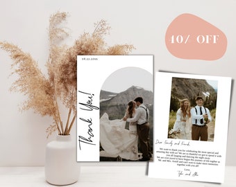 Moderne Hochzeitsfoto Dankeskarte | Minimalistische Hochzeit Dankeskarte | Boho Hochzeit Dankeskarte | Moderne minimalistische Hochzeit