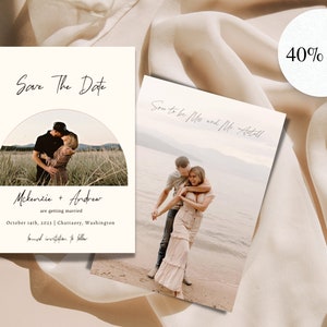Minimalist Save the Date Template, Photo Save the Date Invite, Minimalist Wedding, Editable Template