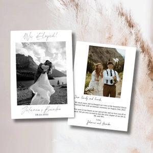Minimalist Elopement Announcement Template, Printable Photo Elopement Card, Modern Wedding, Elopement announcement template
