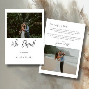 Plantilla de anuncio de boda en fuga moderna, tarjeta de boda en fuga, tarjeta de boda en fuga minimalista con foto, descarga digital