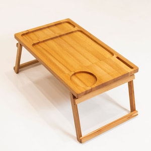 Table Tray / Breakfast table tray Bed Tray with Folding Legs, Breakfast Table, Laptop Table, Serving Bed Tray,  Natural and Ecological
