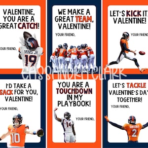 Tarjetas de San Valentín de fútbol de los Broncos: descarga digital imprimible