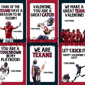 Biglietti di San Valentino per il football dei Texans - Download digitale stampabile