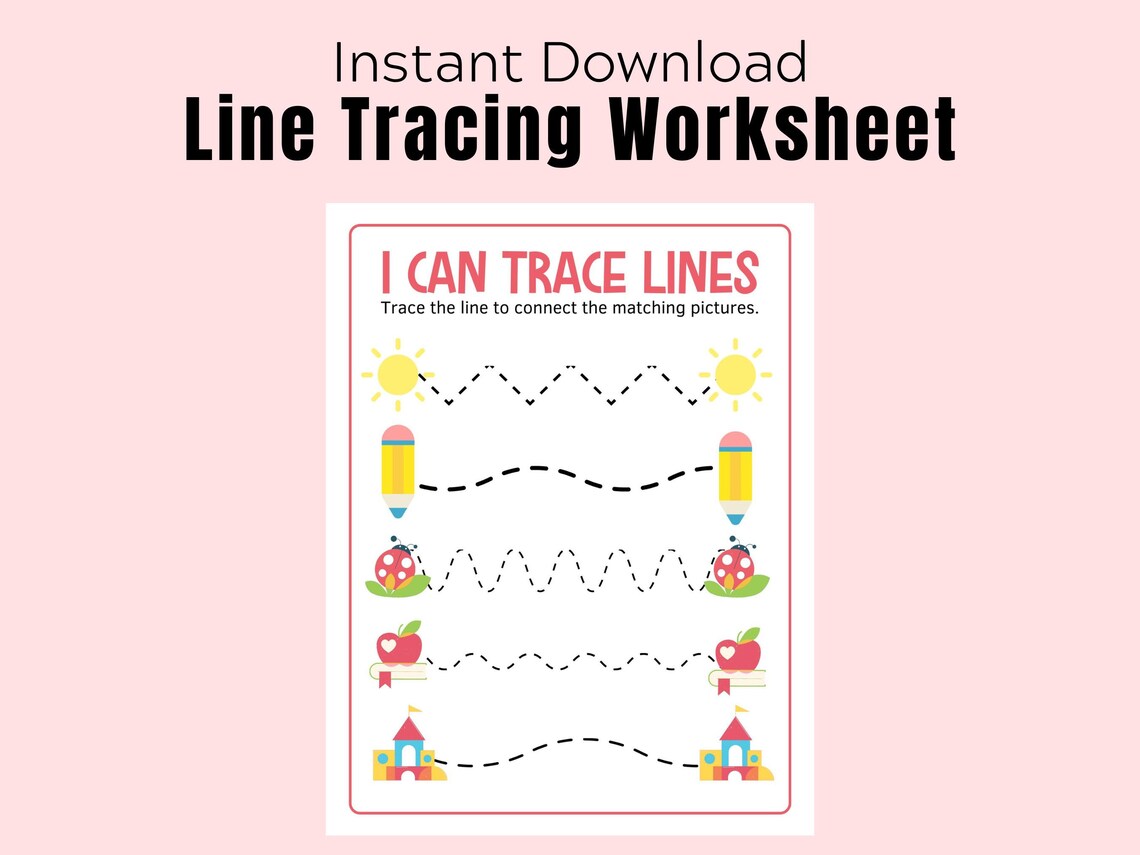 Line Tracing T Line Tracing Practice Worksheet - Etsy