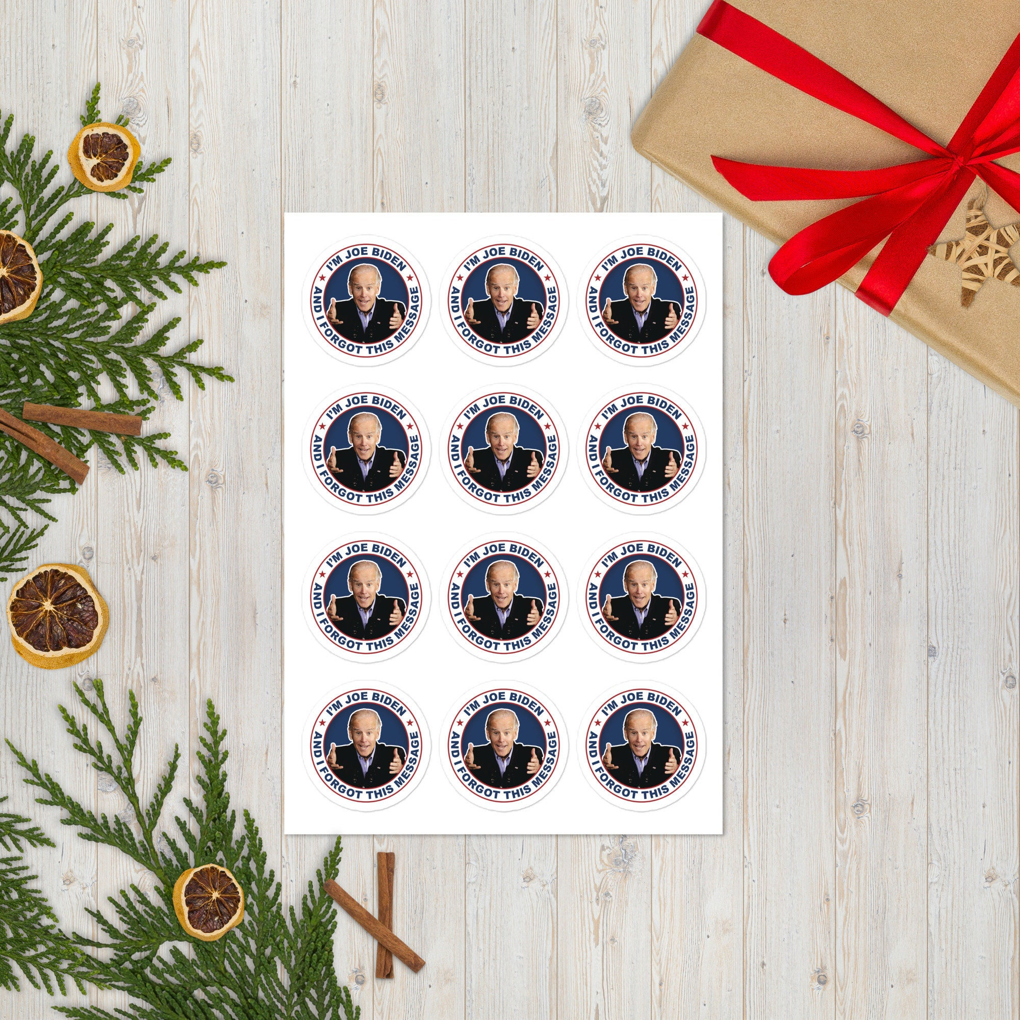 I'm Joe Biden and I Forgot This Message Sticker Sheet 12 ct., Joe Biden Stickers, Political Sticker with Quote, Patriotic Funny Sticker Set