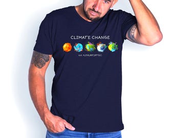 Climate Change Graphic T-Shirt, Earth History Statement Tee, Ring-Spun Cotton Apparel