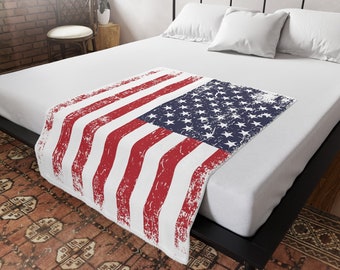 American Flag Fleece Blanket 30&quot; x 40&quot;, Gift Idea for Dad, Patriotic Blanket, Gift Idea for Mom, Winter Blanket, American Flag Throw