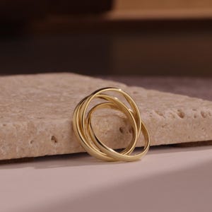 Anxiety Ring Set 3, Interlocking Fidget Rings, Dainty Spinner Rings, Worry Ring, Meditation Ring, Cross Ring, Christmas Gifts for Her