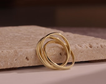 Anxiety Ring Set 3, Interlocking Fidget Rings, Dainty Spinner Rings, Worry Ring, Meditation Ring, Cross Ring, Christmas Gifts for Her