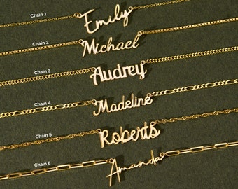 14k Gold Name Necklace, Custom Name Necklace, Personalized Gifts for Her, Custom Nameplate Jewelry, Mama Necklace, Mothers Day Gifts for Mom