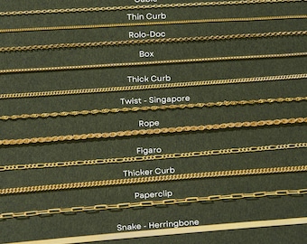 14K SOLID GOLD Chain Necklace, Mirror Chain, Paperclip Chain, Cuban, Figaro, Rolo, for kids, for men, for women, Link, Gift, BEST Sellers