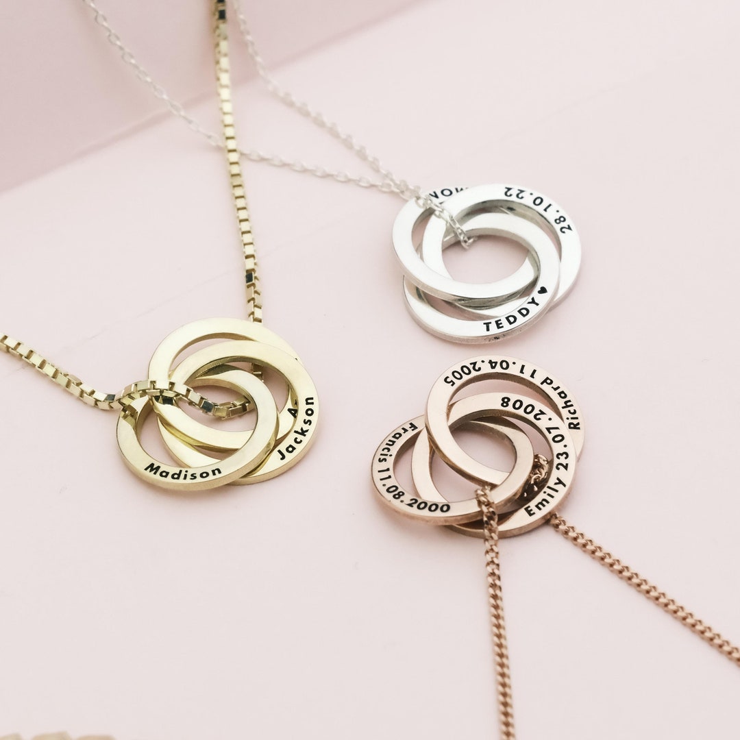 Custom Russian Rings, Personalized Family Necklace, Interlocking Circle ...