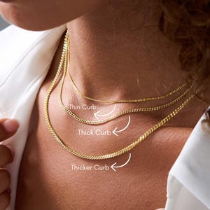 Dainty Gold Curb  Chain Necklace, Simple Gold Chain Necklace, Cuban Link Chain Necklace, Thick Curb Chain Necklace, 925k Silver Curb Chain