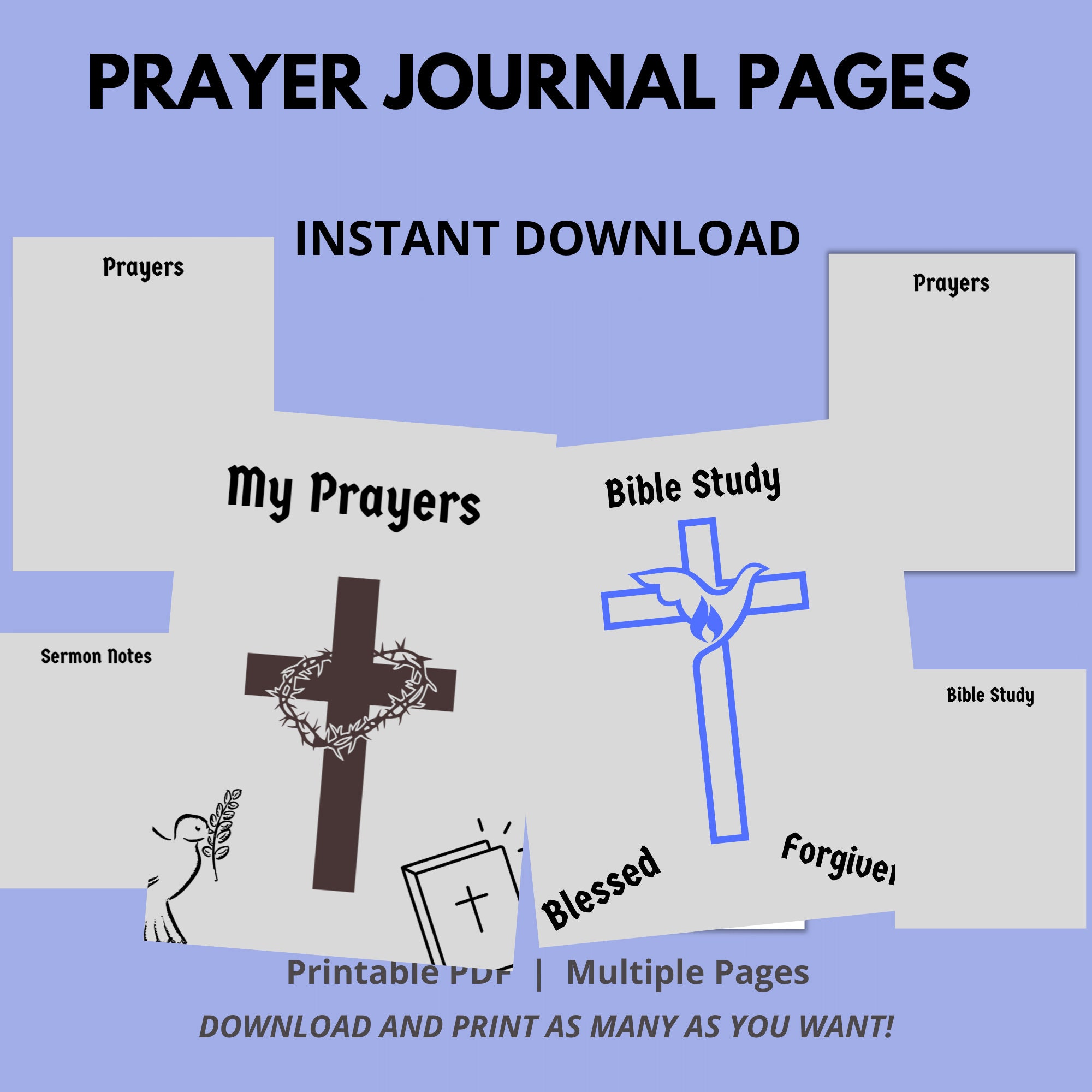 Printable Bible Study Journal, Printable Sermon Notes Journal ...