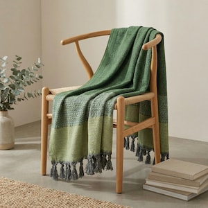 Grüne türkische Baumwolldecke, gewebter Bettcouch-Überwurf