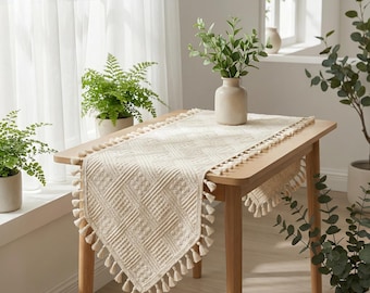 Cotton Woven Table Runner, Custom Table Runner Vintage, Boho Table Runner, Housewarming Gift