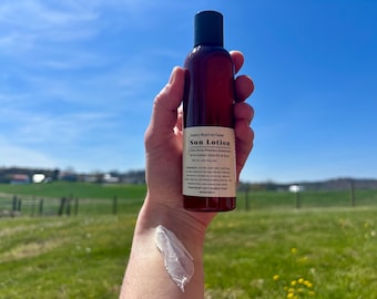 mineral sun lotion // non-nano zinc oxide lotion // lightweight sunblock // with carrot seed oil and aloe // 4oz lotion // natural sunblock