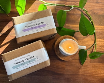 massage candle // unique gift // organic soy candle // small batch // hand poured // relaxing candle
