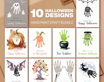 DIY Kids Halloween Hand Paint Bundle Pack - Enthält 10 Designs - Schaffen Sie Erinnerungen, die für immer bestehen - Herunterladen, drucken, sofort erstellen!