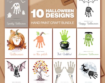 Kids Halloween Handprint Craft: 10 Designs Bundle (Digital Download)