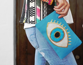 Evil Eye Pouch, Pencil Bag, Handbag , Coin Purse