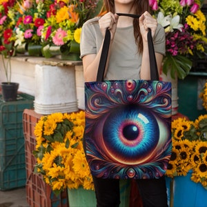 Evil Eye Tote Bag Greek Blue Bead Nazar Design