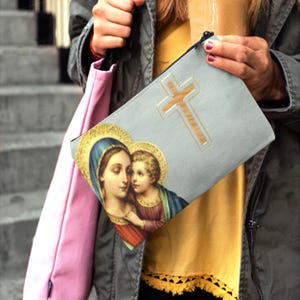 Religiöser Rosenkranz-Beutel, katholische Reißverschlusstasche, Tragetasche für das Gebet der Jungfrau Maria, treuer Sakramentenbeutel, christlicher Kirchenbedarf