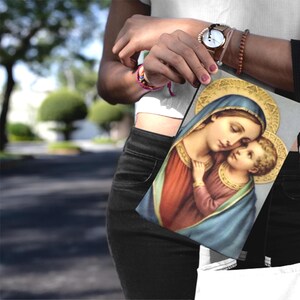 Großer religiöser Rosenkranz-Beutel, Jungfrau Maria Jesus-Gebetstasche, katholische Reißverschlusshülle, christliches Geschenk, spiritueller Zubehör-Organisator, Bibeltasche