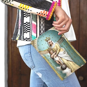 Religiöses Geschenk, Rosenkranz-Zubehörbeutel, katholische Gebetstasche, Heilige Mutter Christi Geldbörse, Jungfrau Maria Kleines Etui, spirituell, Konfirmationsgeschenk