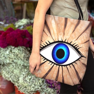 Evil Eye Tote Bag, Beach Bag, Shopping Bag, Grocery Bag, Reusable Bag, Gift for Her