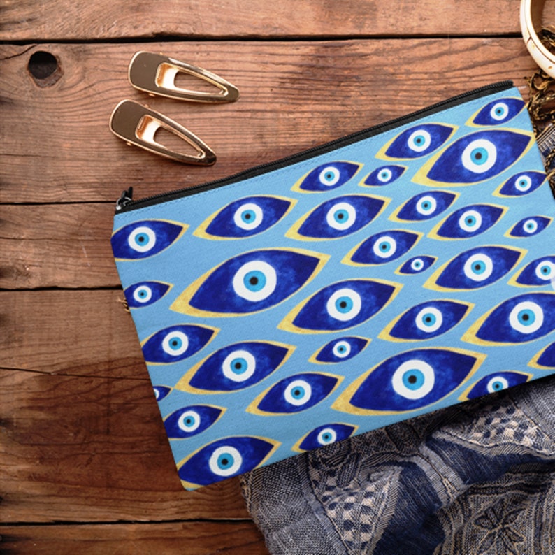 Blue Evil Eye Accessory Pouch Handbag Coin Purse Turkish Evil Eye