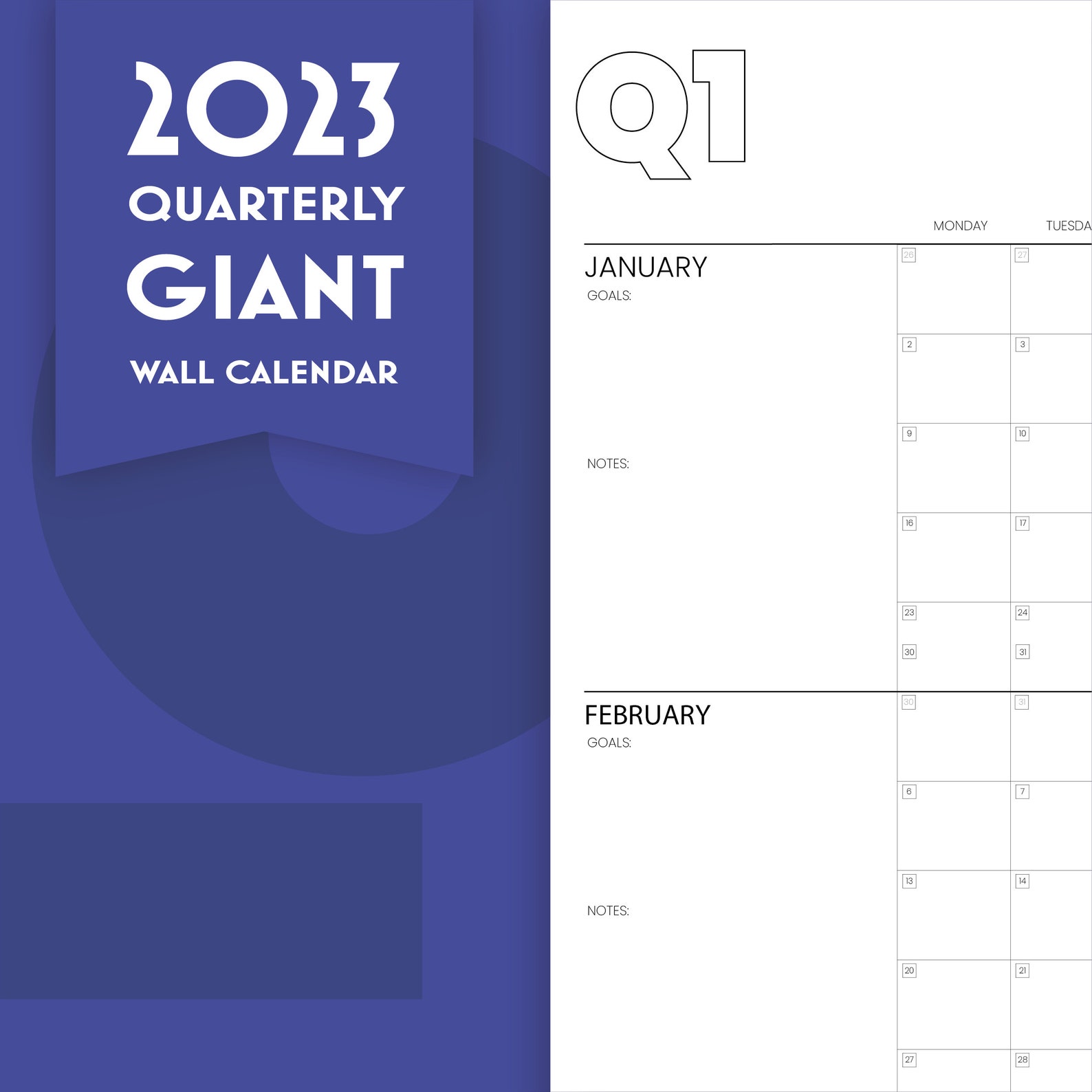 2023 Calendar Printable 90 Day Calendar Wall Calendar 3 - Etsy Australia