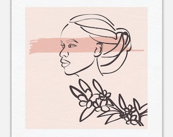 Grace in Focus – Black Femme Line Art Canvas Print