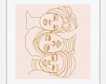 Stitched in Sisterhood Line Art Canvas – Afro Modern Wall Print