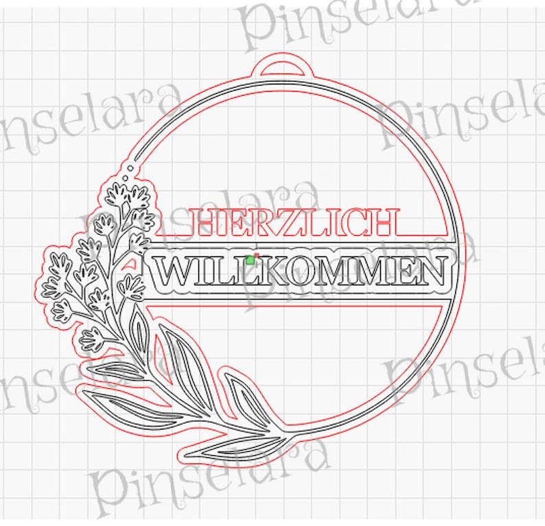 Laser Cut File, Herzlich Willkommen Schild, Türkranz, Familienschild ...
