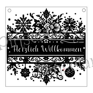 Laser Cut File, Herzlich Willkommen Schild, Türkranz, Familienschild, Familienbaum, Türschild, Willkommensschild