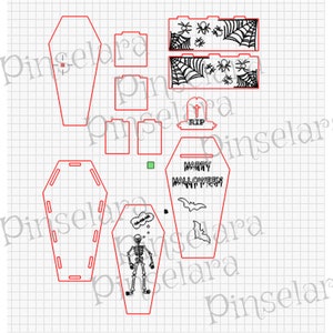 Laser Cut File, Halloween Coffin 15 cm, Garden Decoration, Halloween Decoration, Lasercut, Digital Download
