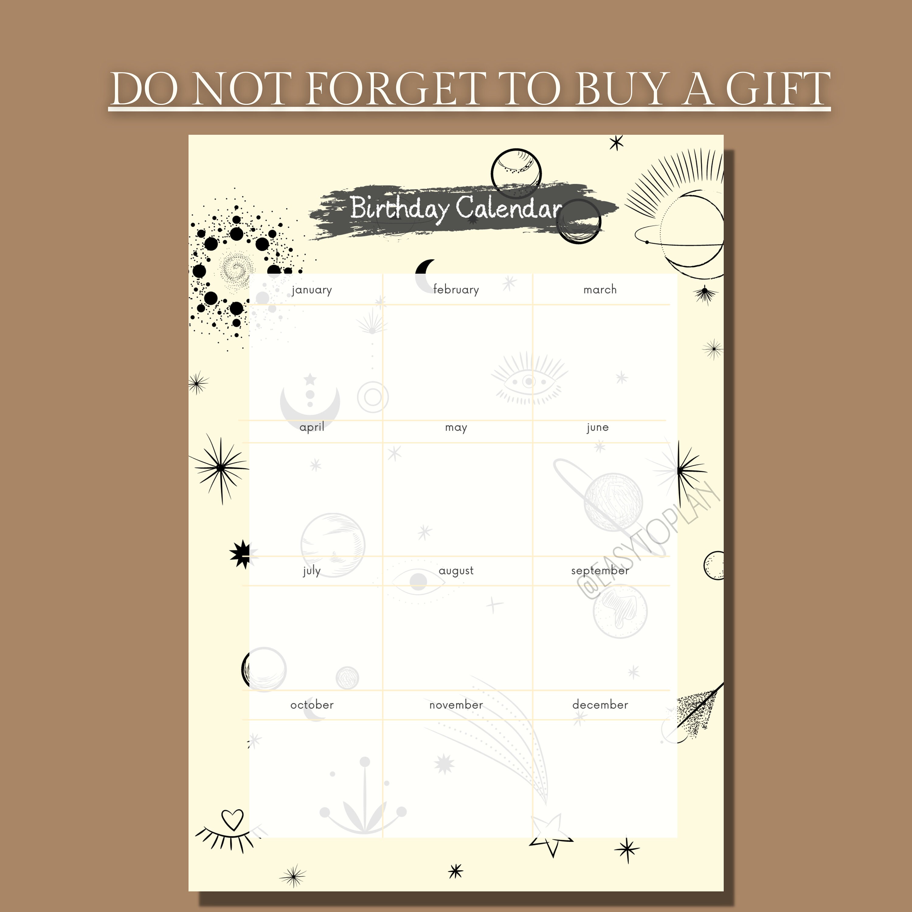 Birthday Tracker, Birthday Tracker Printable, Birthday Tracker A5