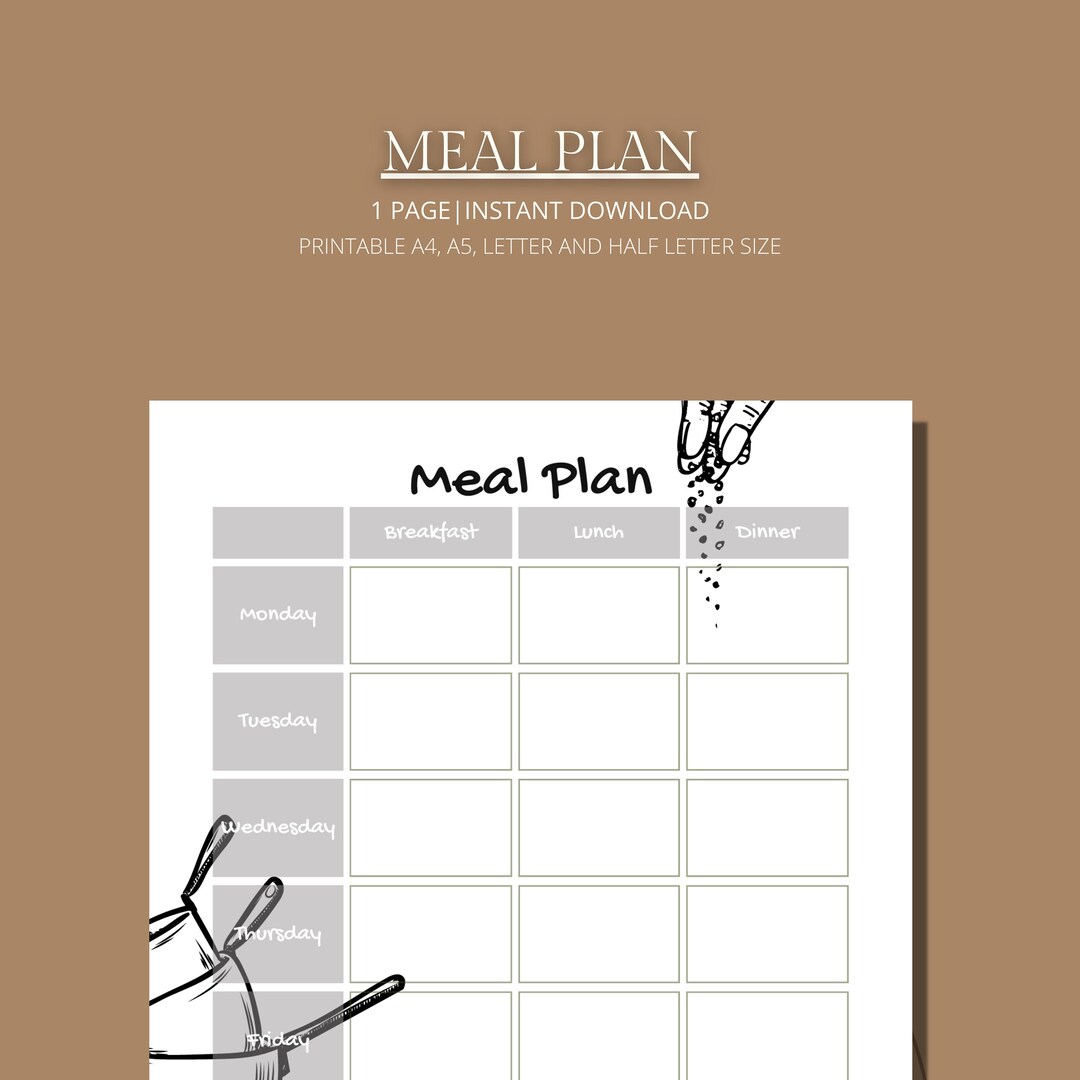 Meal Planner Printable, Weekly Meal Planner Printable, Meal Planner ...