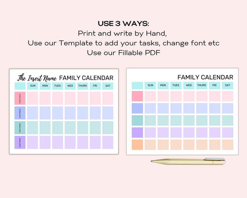 Editable Family Calendar Printable Family Schedule Kids Etsy editable-family-calendar-printable-family-schedule-kids-etsy