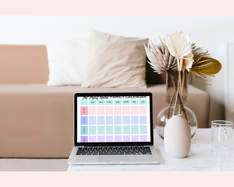 Editable Family Calendar Printable Family Schedule Kids Etsy