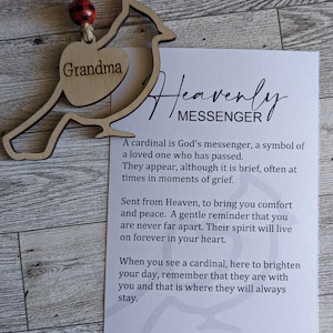 Kardinaal ornament, ter nagedachtenis ornament, hemelse boodschapper kardinaal ornament, Memorial Car charme, rouwende gift, sympathie geschenk