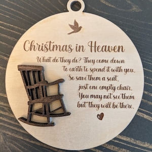 Christmas in Heaven Memorial Ornament, Remembrance Christmas Ornament, Christmas Chair, Memorial Gift, In Memory Ornament, Memorial Ornament