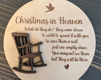 Christmas in Heaven Memorial Ornament, Remembrance Christmas Ornament, Christmas Chair, Memorial Gift, In Memory Ornament, Memorial Ornament
