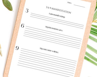 369 Manifestation Template Simple, Instant Download,