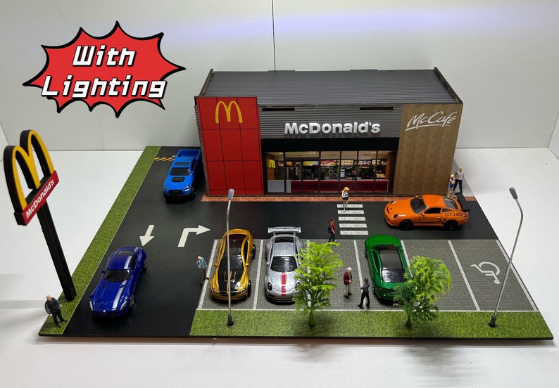 O Scale 1:48 McDonald‘s Commercial Building W/ Interior – Vintage Plastic Model For Train Scenery