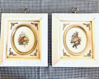 Two Botanical Floral Prints by J. L. Prevost Framed Sidney Z. Lucas Lithograph, Lithograph, Vintage Art