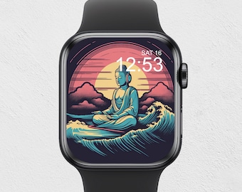 Buddha Apple Watch Wallpaper Lofi Blue Digital Watch Face Buddha Meditation Peaceful Apple Watch Gesicht Peaceful Love Digital Watch Wallpaper