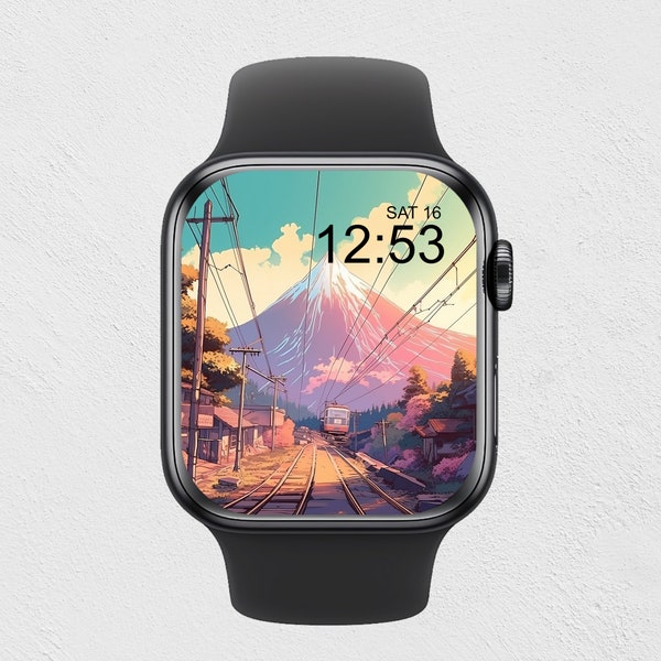 Anime Apple Watch Wallpaper Retro Anime Digital Watch Face Lofi Estética Apple Watch Face Summer Vibe Apple Watch Wallpaper Nostalgia