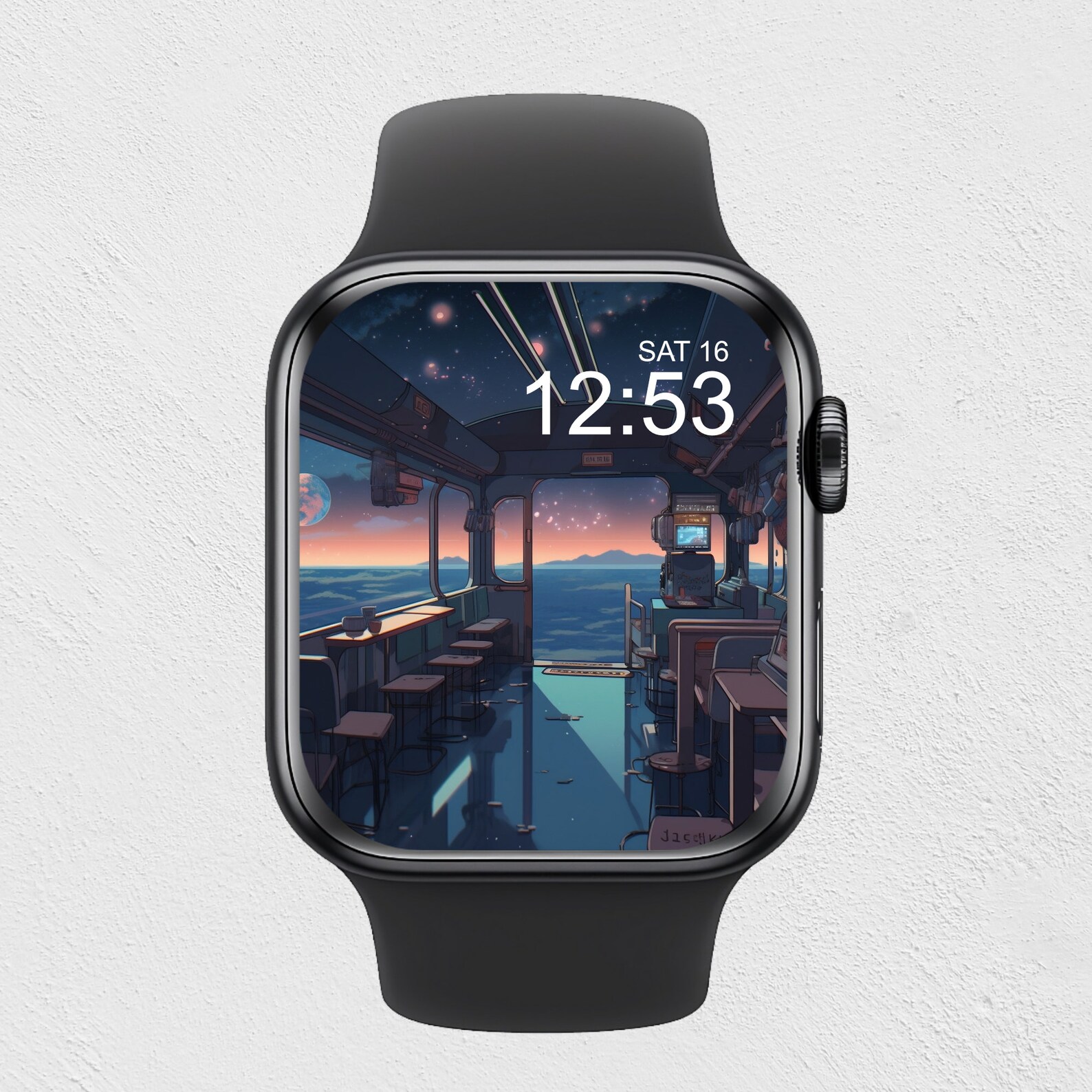 Futuristic Anime Apple Watch Wallpaper Outer Space Digital Watch Face